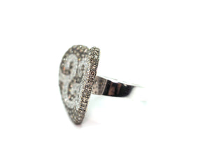 3.25 Ct White Gold Champagne & White Diamonds Heart Ring 18kt