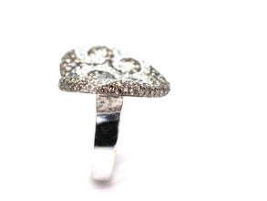 3.25 Ct White Gold Champagne & White Diamonds Heart Ring 18kt