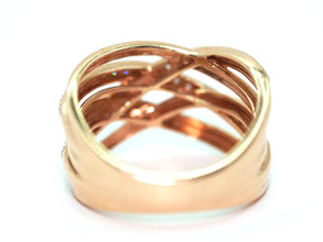 0.615 Ct Rose Gold Crisscross Natural Fashion Diamond Ring 14Kt