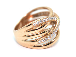 0.615 Ct Rose Gold Crisscross Natural Fashion Diamond Ring 14Kt