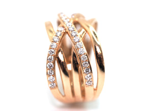 0.615 Ct Rose Gold Crisscross Natural Fashion Diamond Ring 14Kt