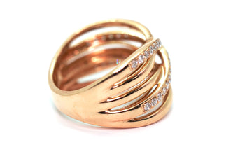 0.615 Ct Rose Gold Crisscross Natural Fashion Diamond Ring 14Kt