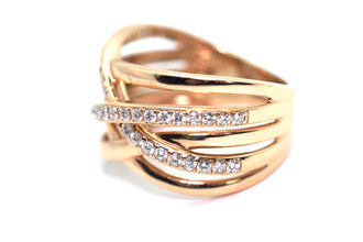 0.615 Ct Rose Gold Crisscross Natural Fashion Diamond Ring 14Kt