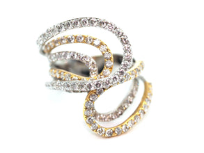 2.73 Ct Natural Diamond Cocktail Ring Two-Tone 18 KT White and Yellow Gold