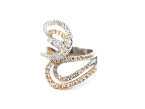 2.73 Ct Natural Diamond Cocktail Ring Two-Tone 18 KT White and Yellow Gold