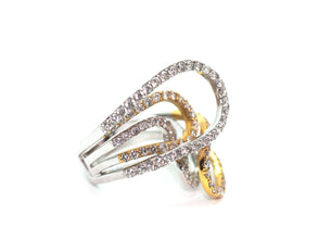 2.73 Ct Natural Diamond Cocktail Ring Two-Tone 18 KT White and Yellow Gold