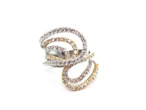 2.73 Ct Natural Diamond Cocktail Ring Two-Tone 18 KT White and Yellow Gold