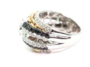 2.19 Ct White and Black Diamond Cluster Ring 18kt White and Rose Gold