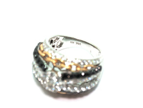 2.19 Ct White and Black Diamond Cluster Ring 18kt White and Rose Gold