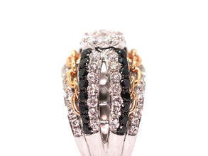 2.19 Ct White and Black Diamond Cluster Ring 18kt White and Rose Gold