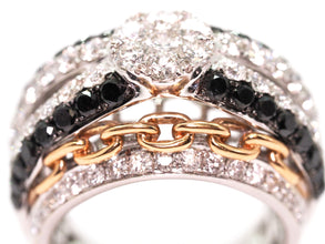 2.19 Ct White and Black Diamond Cluster Ring 18kt White and Rose Gold