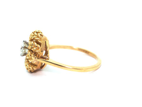 0.38 Ct Natural Diamond Antique 18kt Yellow Gold Solitaire Ring