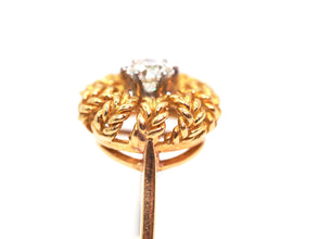 0.38 Ct Natural Diamond Antique 18kt Yellow Gold Solitaire Ring