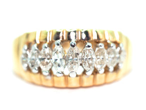 1.02 Ct Yellow Gold Graduating Marquise Natural Diamond Ring 14kt