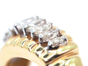 1.02 Ct Yellow Gold Graduating Marquise Natural Diamond Ring 14kt