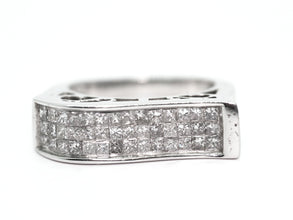 1.40ct Natural Princess Cut Diamond Invisible Set  14kt White Gold