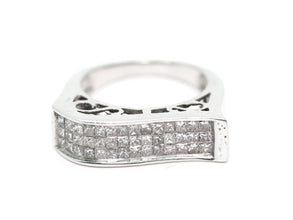 1.40ct Natural Princess Cut Diamond Invisible Set  14kt White Gold