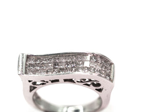 1.40ct Natural Princess Cut Diamond Invisible Set  14kt White Gold