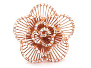 1.77 Ct Rose Gold Flower Art Fashion Women's Cocktail Ring 18 Kt