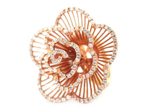 1.77 Ct Rose Gold Flower Art Fashion Women's Cocktail Ring 18 Kt