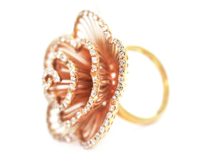 1.77 Ct Rose Gold Flower Art Fashion Women's Cocktail Ring 18 Kt