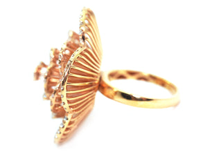 1.77 Ct Rose Gold Flower Art Fashion Women's Cocktail Ring 18 Kt