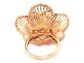 1.77 Ct Rose Gold Flower Art Fashion Women's Cocktail Ring 18 Kt