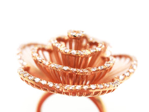 1.77 Ct Rose Gold Flower Art Fashion Women's Cocktail Ring 18 Kt