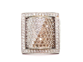 4.00Ct White Gold and Champagne Natural Diamonds Ring 18Kt