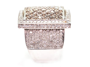 4.00Ct White Gold and Champagne Natural Diamonds Ring 18Kt