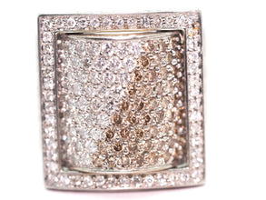 4.00Ct White Gold and Champagne Natural Diamonds Ring 18Kt