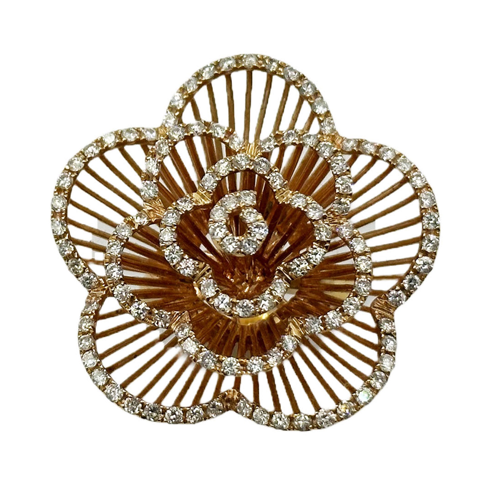 $12500 2.00 Ct Rose Gold Flower Fashion Women's Cocktail Ring 18 Kt - Esmeralda Jewels 