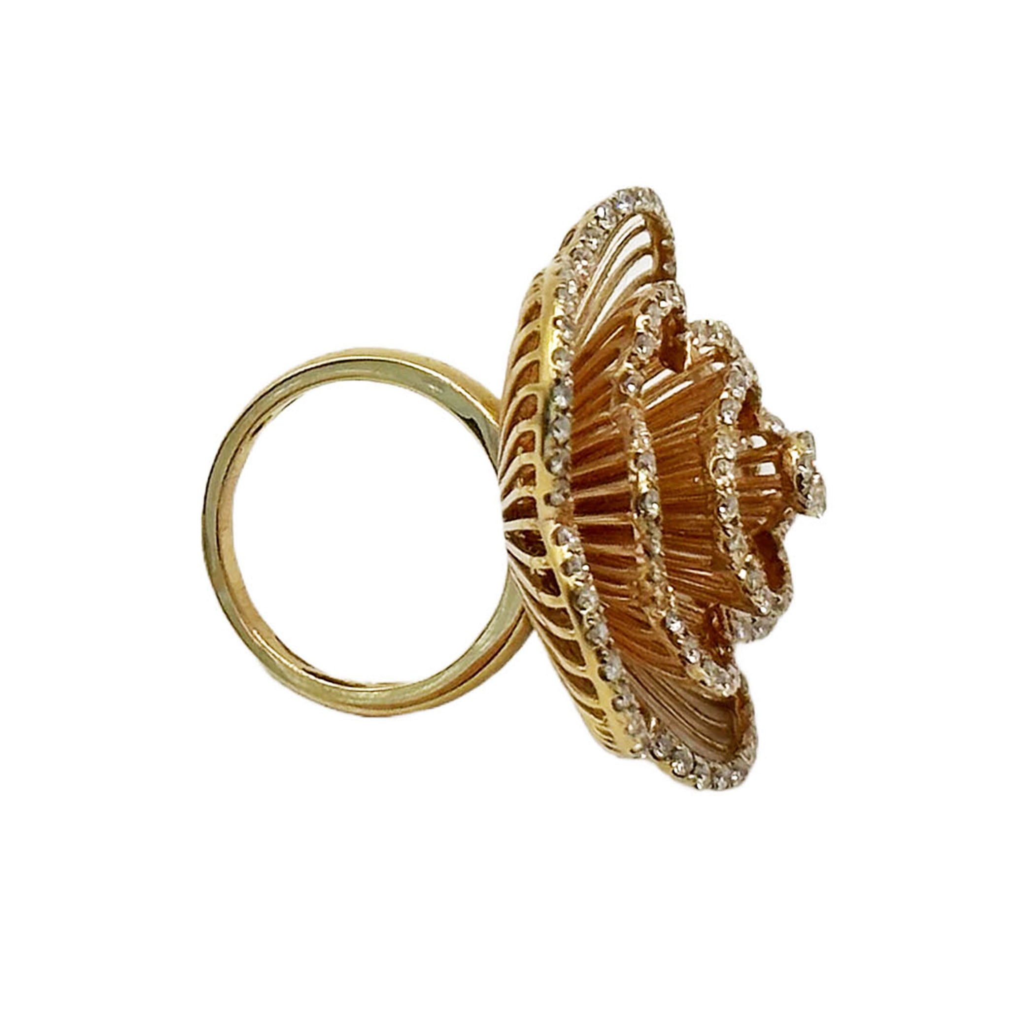 $12500 2.00 Ct Rose Gold Flower Fashion Women's Cocktail Ring 18 Kt - Esmeralda Jewels 