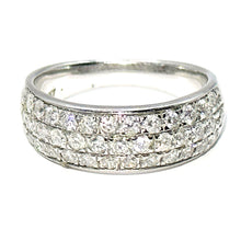 $3900 1.05Ct White Gold Three Row Pave Set Diamond Wedding Band 14Kt