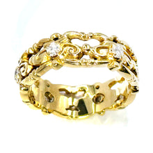 $3900 0.20Ct Yellow Gold Antique Diamond Eternity Wedding Band 18Kt Size 6