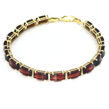 $3800 20Ct Yellow Gold Women's Fashion Garnet Tennis Bracelet 14Kt - Esmeralda Jewels 