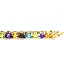 $4200 26Ct Yellow Gold Natural Citrine Topaz Garnet Amethyst Peridot Tennis Bracelet 14Kt - Esmeralda Jewels 