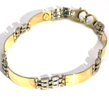 $3200 14Kt Yellow and White Gold Men's Fashion Link Bracelet - Esmeralda Jewels 