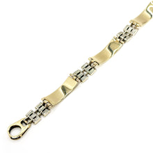 $3200 14Kt Yellow and White Gold Men's Fashion Link Bracelet - Esmeralda Jewels 