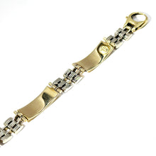 $3200 14Kt Yellow and White Gold Men's Fashion Link Bracelet - Esmeralda Jewels 