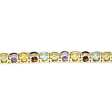 $4200 26Ct Yellow Gold Natural Citrine Topaz Garnet Amethyst Peridot Tennis Bracelet 14Kt - Esmeralda Jewels 