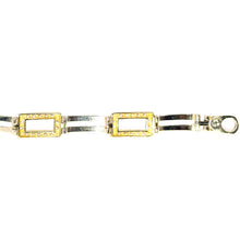 $3900 14Kt White and Yellow Gold White Sapphire Fashion Link Bracelet - Esmeralda Jewels 