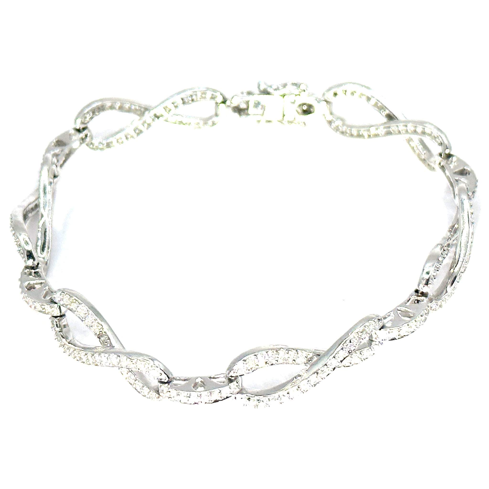 $9800 2.50Ct Infinity Design White Gold Diamond Bracelet 14Kt - Esmeralda Jewels 
