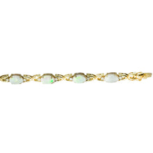 $2800 5.25Ct Yellow Gold Women's Oval Opal Fashion Tennis Bracelet 14Kt - Esmeralda Jewels 