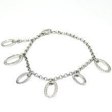 $4500 0.75Ct White Gold Diamond Pave Women's Oval Link Charm Bracelet 18Kt - Esmeralda Jewels 