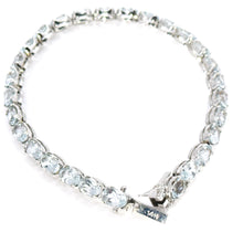 $4900 25Ct White Gold Women's Aquamarine Tennis Bracelet 14Kt - Esmeralda Jewels 