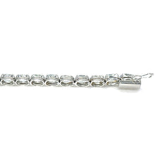 $4900 25Ct White Gold Women's Aquamarine Tennis Bracelet 14Kt - Esmeralda Jewels 