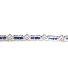 $8600 6.65Ct White Gold Princess Sapphire and Diamond Women's Bracelet 14Kt - Esmeralda Jewels 