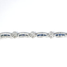$8600 6.65Ct White Gold Princess Sapphire and Diamond Women's Bracelet 14Kt - Esmeralda Jewels 
