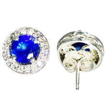 $5900 2.55Ct White Gold Sapphire and Diamond Women's Halo Stud Earrings 14Kt - Esmeralda Jewels 